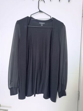 Alfani Black Open-Front Cardigan with Sheer Sleeves